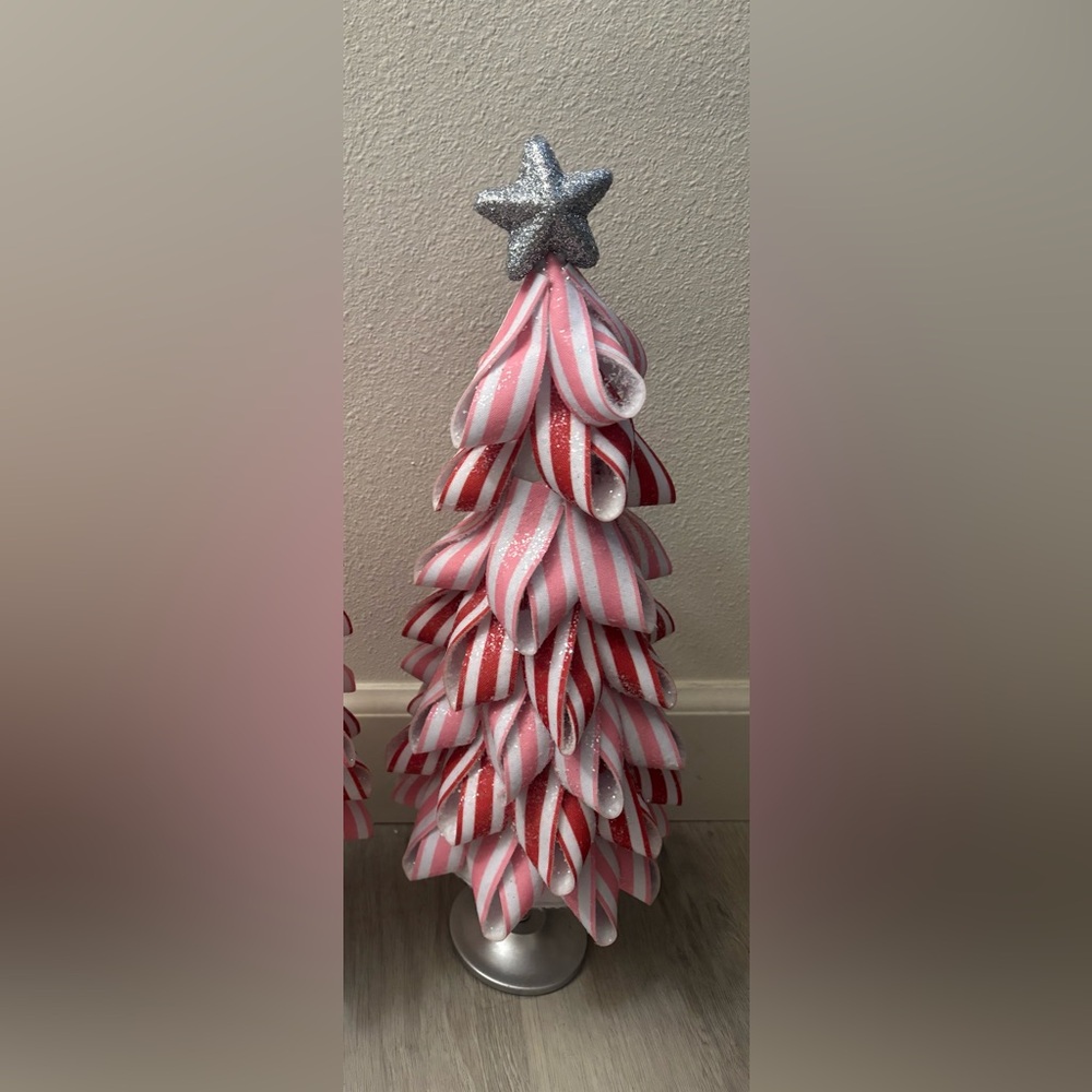 The viral sold out. Pink & Red Holiday Ribbon Tree with Silver Star Topper